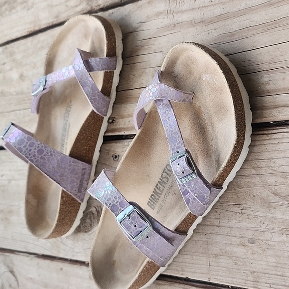 Birkenstock Shoes - Birkenstock Mayari Lilac Snake Embossed Sandals 7.5 or 38